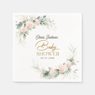 Boho Blush Floral Eucalyptus Lijst Baby shower Servet