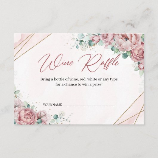 Boho Blush floral faux gouden eucalyptus Wine Raff Informatiekaartje (Voorkant)