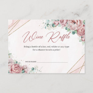 Boho Blush floral faux gouden eucalyptus Wine Raff Informatiekaartje