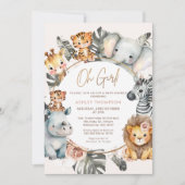 Boho Blush Floral Foliage Safari Baby shower Kaart (Voorkant)