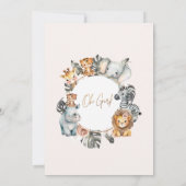 Boho Blush Floral Foliage Safari Baby shower Kaart (Achterkant)
