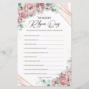 Boho blush floral gold greenery Nursery Rhyme Quiz