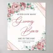 Boho blush floral gold Raad Hoeveel Beer Poster (Voorkant)