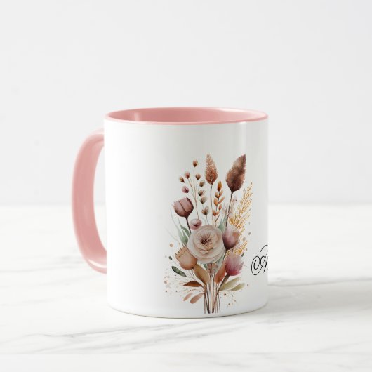 Boho Blush Floral Mok (Voorkant links)