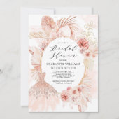 Boho Blush Floral Pampas Grass Vrijgezellenfeest Kaart (Voorkant)