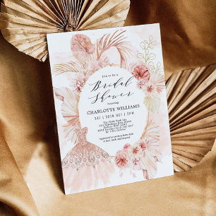 Boho Blush Floral Pampas Grass Vrijgezellenfeest Kaart