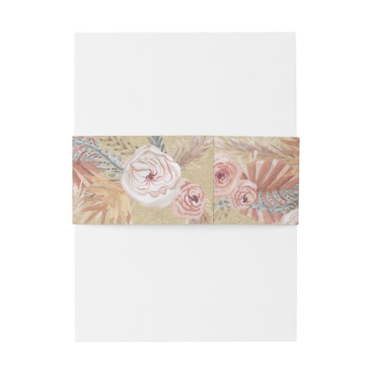 BOHO Blush Floral Pampas Wedding Greenery Kraft Uitnodigingen Wikkel (Achterkant Voorbeeld)