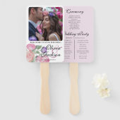 Boho Blush Floral Wedding Program Hand Fan Handwaaier (Voorkant en achterkant)