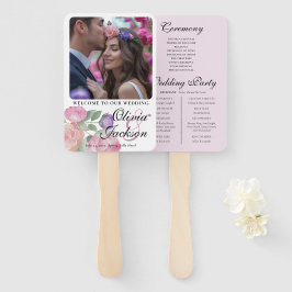 Boho Blush Floral Wedding Program Hand Fan Handwaaier