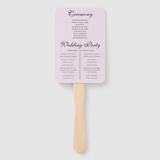 Boho Blush Floral Wedding Program Hand Fan Handwaaier (Achterkant)