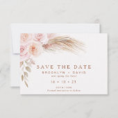 Boho Blush Floral Wedding Sla de datum Kaart (Voorkant)