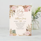Boho Blush florale eucalyptus Baby shower Kaart (Staand voorkant)