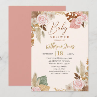 Boho Blush florale eucalyptus Baby shower Kaart