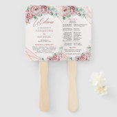 Boho blush florale eucalyptus Gold lijst hand fan Handwaaier (Voorkant en achterkant)