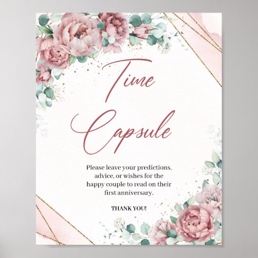 Boho blush florale eucalyptus Time capsule game Poster (Voorkant)