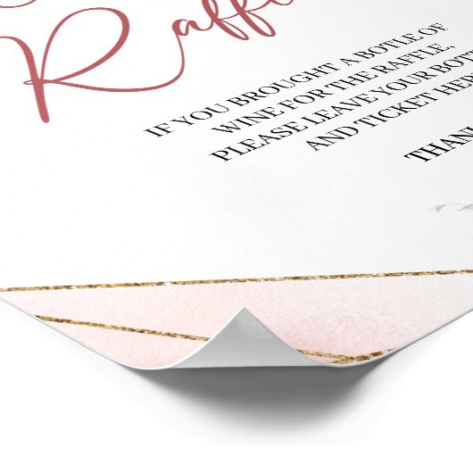 Boho blush florale eucalyptus Wine Raffle game Poster (Hoek)