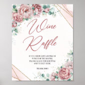 Boho blush florale eucalyptus Wine Raffle game Poster (Voorkant)