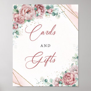Boho blush florale gouden eucalyptus Kaarten en ca Poster