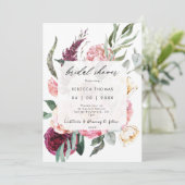 Boho Blush Florals Bruids Douche Uitnodiging (Staand voorkant)