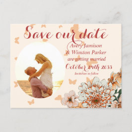 Boho Blush Foto Buttery Floral Save the Date Anno Aankondigingskaart