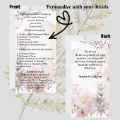 Boho Blush Gedroogde Bloemen Wedding Programma