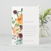 Boho Blush Geel Oranje Bloem Bruiloft Feest Bedankkaart (Staand voorkant)