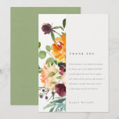 Boho Blush Geel Oranje Bloem Bruiloft Feest Bedankkaart (Voorkant / Achterkant)