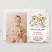 Boho Blush Gold Tropical Wild Een geboorte meisje Kaart (Voorkant)