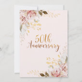 Boho Blush Goud Bloemen 50e Jubileum Kaart (Achterkant)