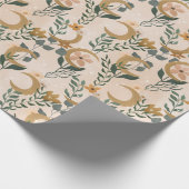 Boho Blush Green Botanical Moon Vrijgezellenfeest Cadeaupapier (Hoek)