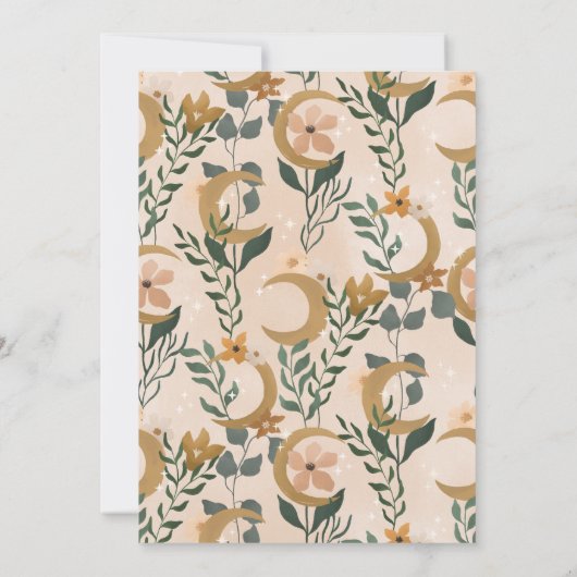 Boho Blush Green Botanical Moon Vrijgezellenfeest Kaart (Achterkant)