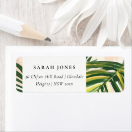 Boho Blush Green Tropical Palm Beach Adres Etiket