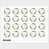 Boho Blush Green Tropical Palm Beach Adres Ronde Sticker (Vel)