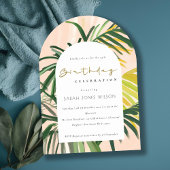 Boho Blush Green Tropical Palm Beach Verjaardag Kaart