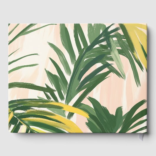 Boho Blush Green Tropical Palm Beach Wedding Gastenboek (Achterkant)