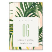 Boho Blush Green Tropical Palm Beach Wedding Kaart (Achterkant)