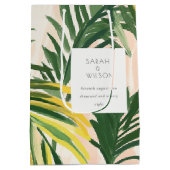 Boho Blush Green Tropical Palm Beach Wedding Medium Cadeauzakje (Achterkant)