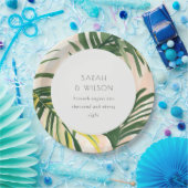 Boho Blush Green Tropical Palm Beach Wedding Papieren Bordje (Feest)