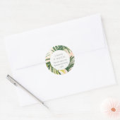 Boho Blush Green Tropical Palm Beach Wedding Ronde Sticker (Envelop)