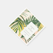 Boho Blush Green Tropical Palm Beach Wedding Servet (Hoek)