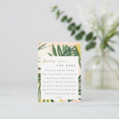 Boho Blush Green Tropical Palm Books Baby shower Informatiekaartje (Staand voorkant)