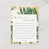 Boho Blush Green Tropical Palm Books Baby shower Informatiekaartje (Voorkant)