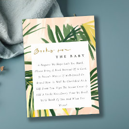 Boho Blush Green Tropical Palm Books Baby shower Informatiekaartje