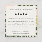 Boho Blush Green Tropical Palm Leaf Review Verzoek Vierkante Visitekaartje (Achterkant)