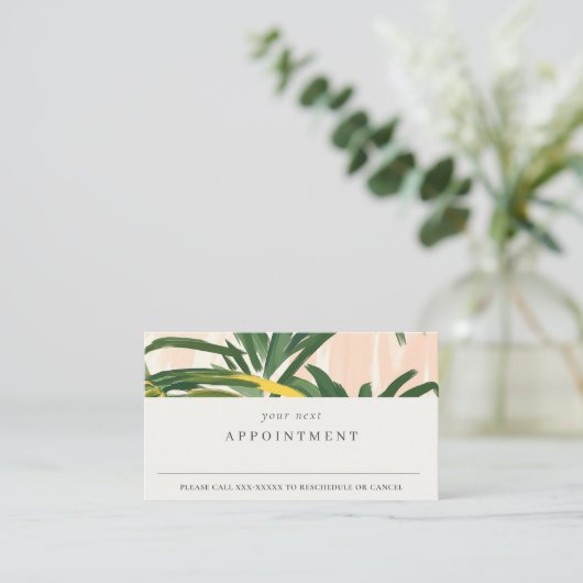 Boho Blush Green Tropical Palm Leaves Afspraak Visitekaartje (Staand voorkant)