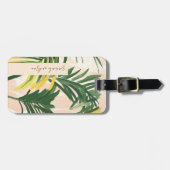 Boho Blush Green Tropical Palm Leaves Beach Bagagelabel (Voorkant horizontaal)