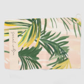 Boho Blush Green Tropical Palm Leaves Beach Golfhanddoek (Horizontaal)