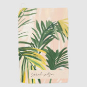 Boho Blush Green Tropical Palm Leaves Beach Golfhanddoek (Voorkant)