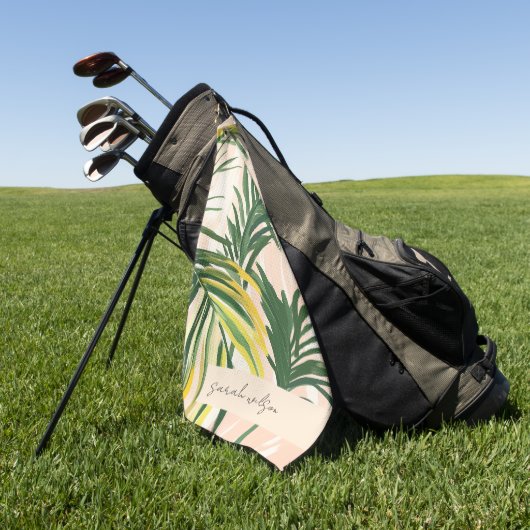 Boho Blush Green Tropical Palm Leaves Beach Golfhanddoek (Groen)