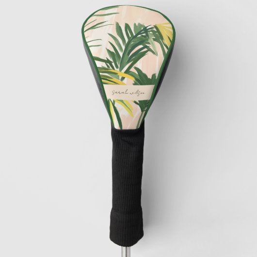 Boho Blush Green Tropical Palm Leaves Beach Golfheadcover (Voorkant)